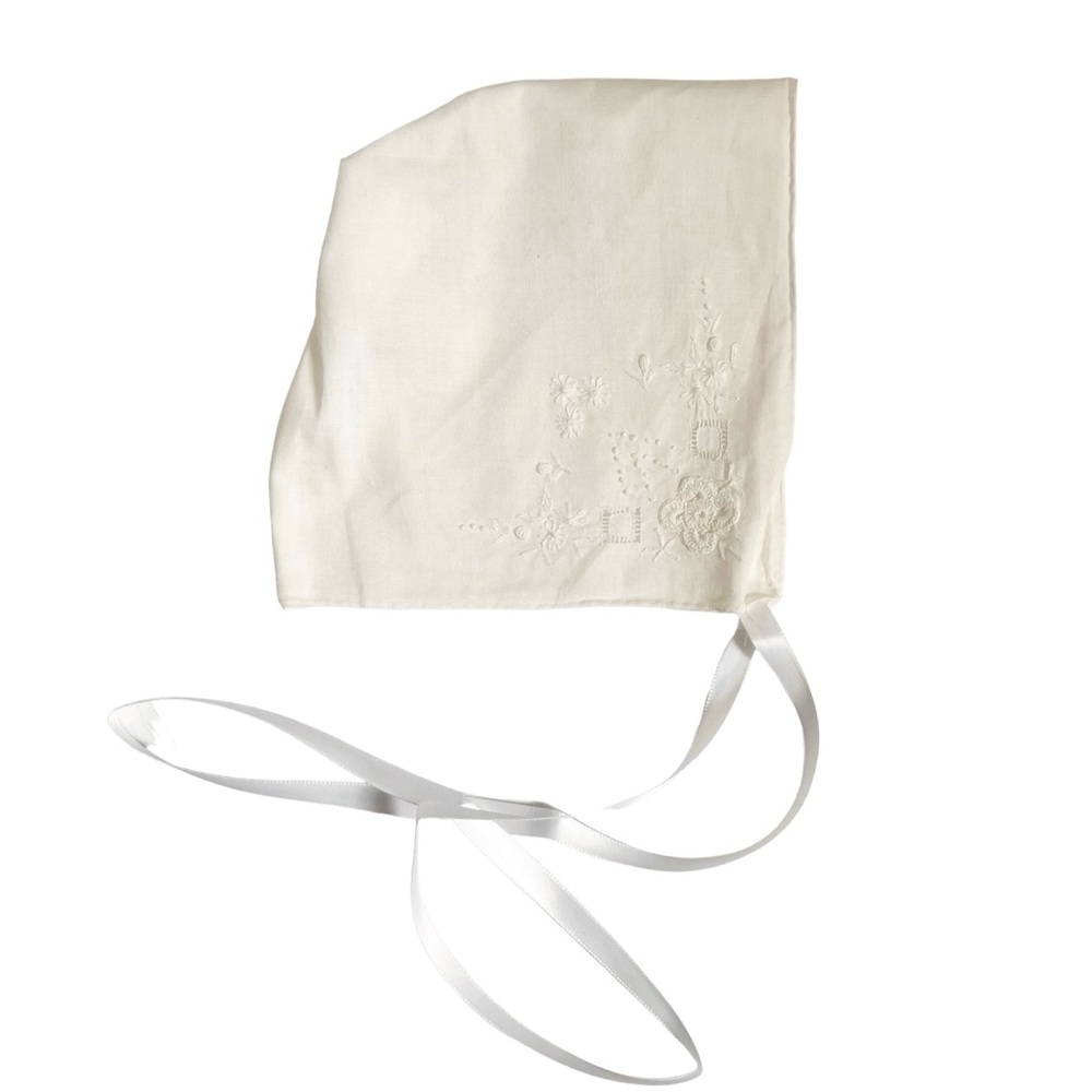 Vintage Baby Bonnet Hat Christening Baptism NWOT